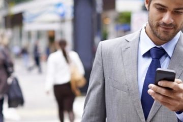 Using a smartphone in the street