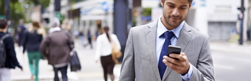 Using a smartphone in the street