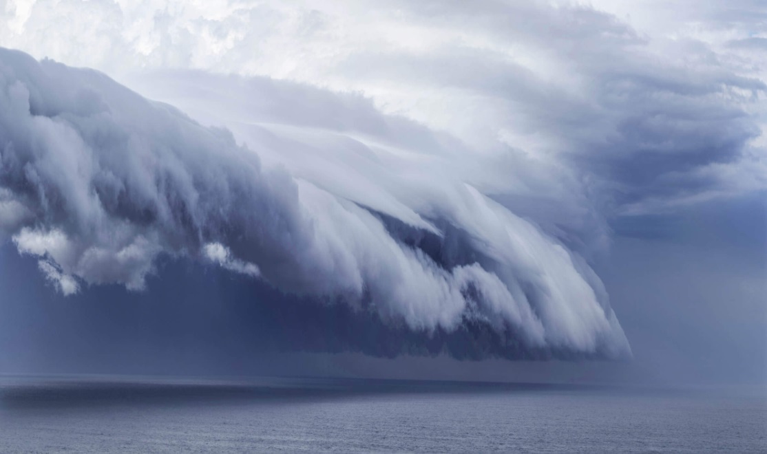 Rain clouds over sea